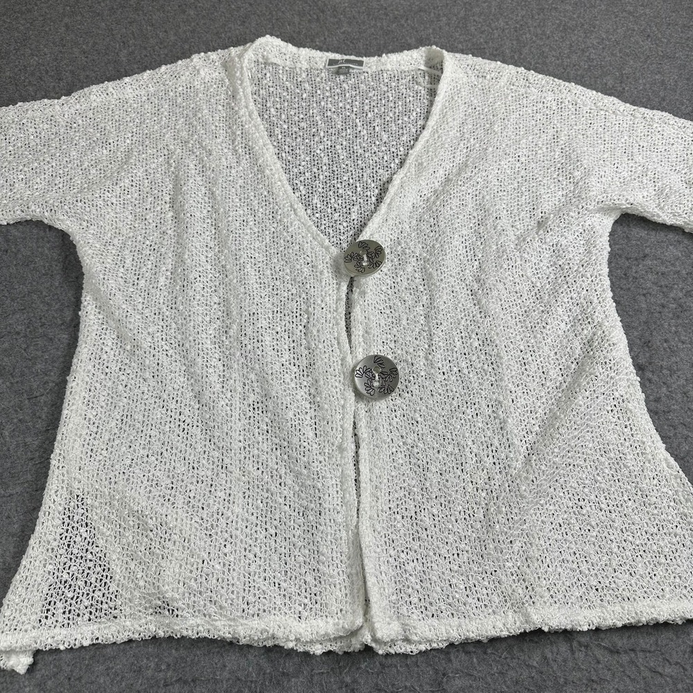 JM Collection Womens XL Bright White Open Knit Short Sleeve Cardigan Sweater New - Picture 9 of 9